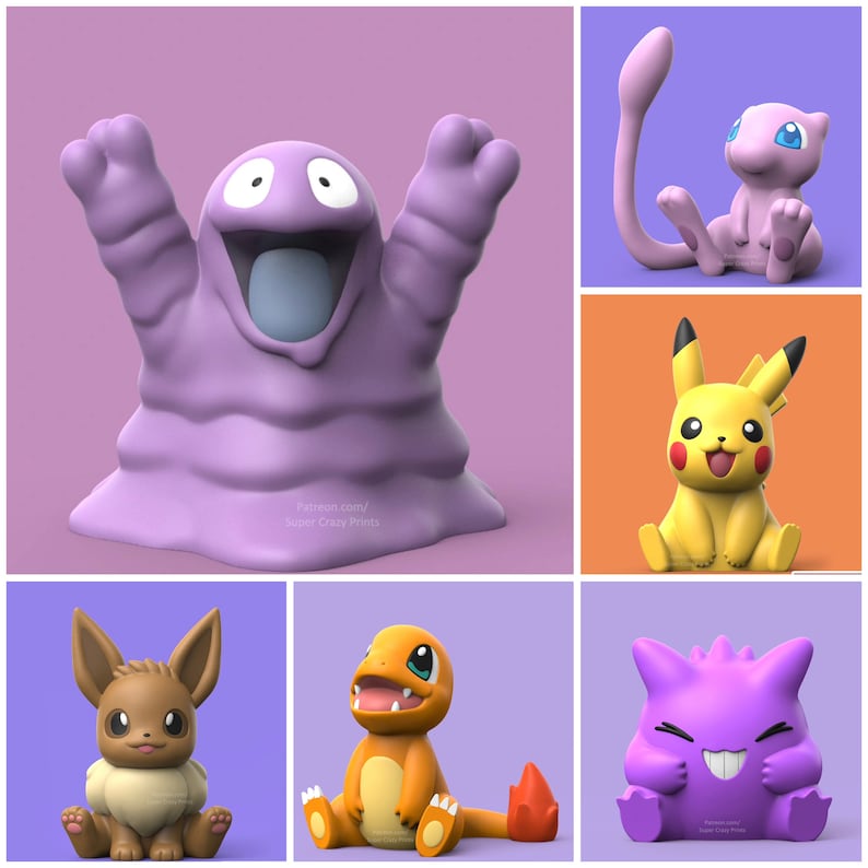 Pokémon Painting DIY 3D Printed Pokemon Painting Kit Gift Ideas Ready to Paint 3D Model Paint