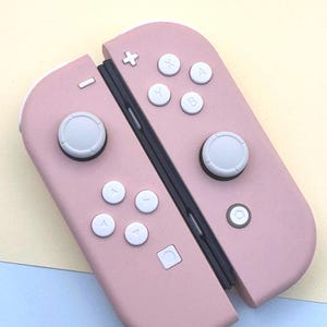 Joycon Controllers *Dusty Pink & White* ZERO DRIFT! Pastel Nintendo Switch or oled, Handmade pair of Soft Touch Custom Joycons UK