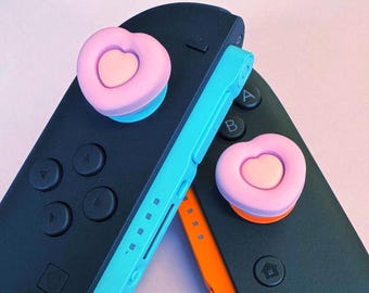 SWITCH 2 Thumb Grips (Nintendo 2025) - Cute Pastel Hearts - thick comfortable high quality comfy thumb caps pair (Joycons not included)