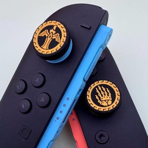 SWITCH 2 Thumb Grips (Nintendo 2025) - Zelda Black - thick comfortable high quality thumb caps pair (Joycons not included)