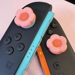 SWITCH 2 Thumb Grips (Nintendo 2025) - Cute Pink Flowers - thick comfortable high quality comfy thumb caps pair (Joycons not included)