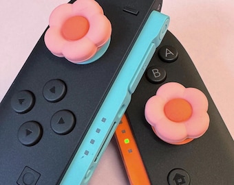 SWITCH 2 Thumb Grips (Nintendo 2025) - Cute Pink Flowers - thick comfortable high quality comfy thumb caps pair (Joycons not included)