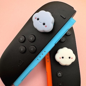 SWITCH 2 Thumb Grips (Nintendo 2025) - Happy Clouds - thick comfortable high quality comfy thumb caps pair (Joycons not included)