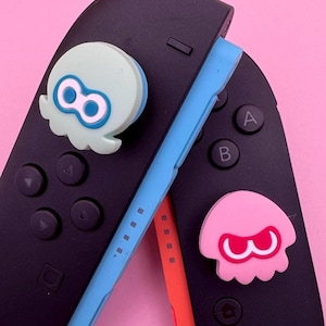 SWITCH 2 Thumb Grips (Nintendo 2025) - Cute Splatoons - thick comfortable high quality comfy thumb caps pair (Joycons not included)