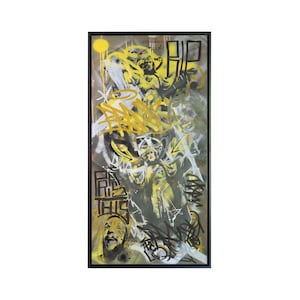 Straatkunst Jezus stencil | Ingelijste originele kunstwerken van Leon Zarbock | Acryl en vernis op MDF-plaat | 120X60cm