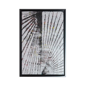 Abstract glitterschilderij | Origineel ingelijst kunstwerk van Leon Zarbock gemaakt van acryl en glitter op MDF-plaat | 40X60cm
