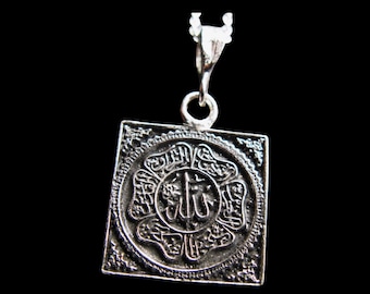 Sterling Silver Names of Allah square pendant necklace eid gift ramadan islamic Muslim gifts