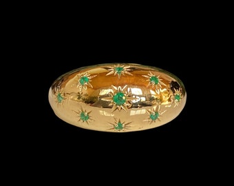 18K Gold Emerald Starset bombe ring dome ring