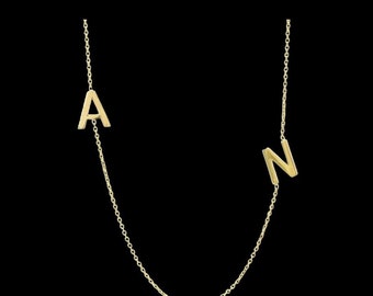 14K Gold 2 Initial letters necklace couples necklace mommy necklace bff gifts best friends necklace