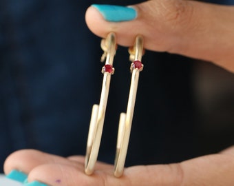 14K Yellow Gold and Ruby Earrings