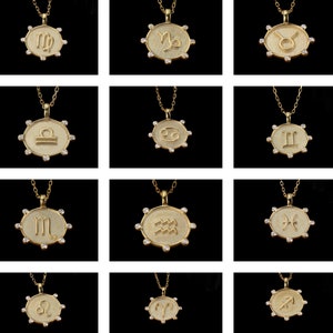 14K Gold and Diamond necklace Zodiac necklace image 3