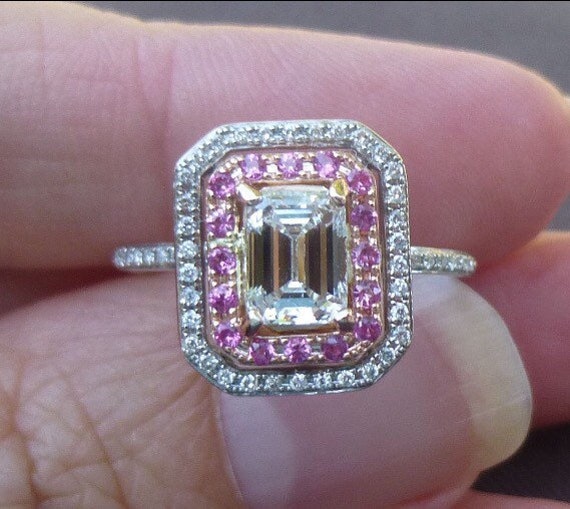 Vintage Emerald Cut 1 5 Carat Tw Diamond Engagement Ring E Vs2 Etsy