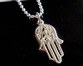 Hamsa Hand necklace. Sterling Silver. Mens.