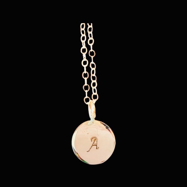 22K Solid yellow Gold high carat hand stamped initial pendant necklace charm jewelry
