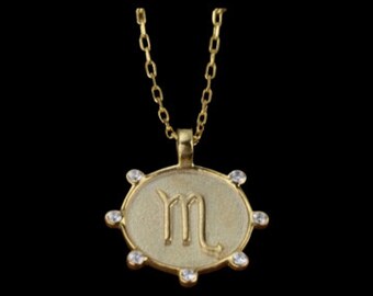 14K Gold and Diamond necklace Zodiac necklace