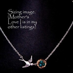 Mothers love necklace VI Our Big family bronze brass and turquoise hand woven nest bird sparrow necklace image 2