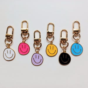 Smiley Face Clip-On Charm, Badge Reel, Lobster Clasp Zipper Pull, Fanny Pack Backpack Charm, Purse Charm, Bag Pendant, DIY Jewelry Supply