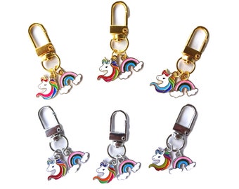 Unicorn Rainbow Clip-On Charm, Badge Reel, Lobster Clasp Zipper Pull, Fanny Pack Charm, Purse Charm, Bag Pendant, Lanyard, DIY Keychain