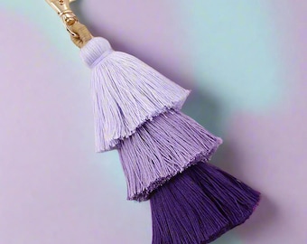 Three-tiered Colorful Ombre Tassel, Tassel with Lobster Clasp, Purse Tassel, Bag Tassel, Zipper Tassel, Keychain Accessory, Boho Tassels
