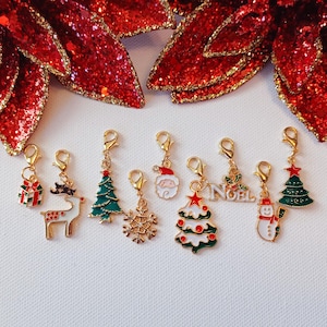 Christmas Clip-On Charm, Santa Badge Reel, Rudolph Zipper Pull, Fanny Pack Backpack Charm, Snowman Bag Pendant, DIY Christmas Craft Supply