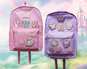 Personalized Backpack, Custom Name Chenille Patch Bag, Kids School Backpack, Preppy Girls Backpack, Dance Bag, Back to School Gift