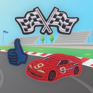 Stick-On Embroidered Patch, Self-Adhesive Race Car Patch, Racing Fan Patch, Clothing Patch, Bag Patch, DIY, Junk Journal Patch, Jacket Patch