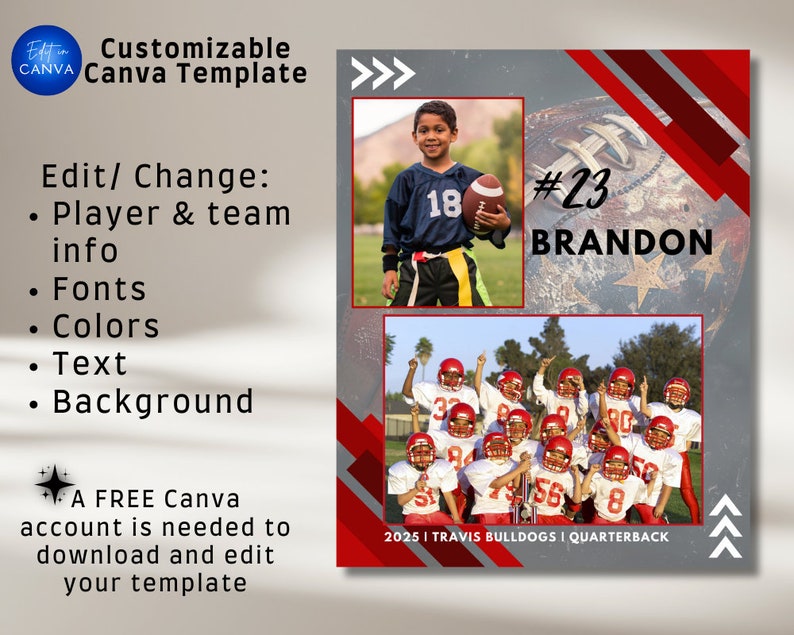 Football Memory Mate Canva Template. Customizable Football Memory Mate ...