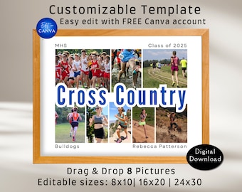 De klantgerichte Dwarssjabloon van het canva van de Fotocollage. Cadeau voor varsity-atleten en afstuderen. Aanpasbaar fotoraster.
