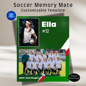 Soccer Memory Mate Canva Template. Customizable memory mate template for any sport. Non Photoshop template. Sports teams & athletes gift.