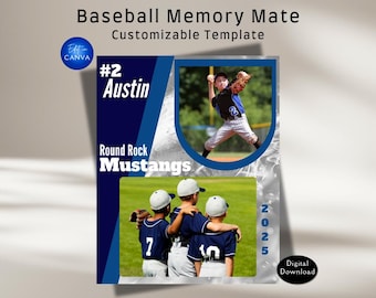 Plantilla de Canva para Memory Mate de béisbol. Plantilla personalizable para Memory Mate de sóftbol. Plantilla sin Photoshop. Regalo para equipos deportivos y atletas.