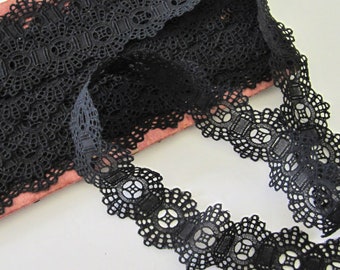 SCHIFFLI LACE Black Trim Over 8 Yards 1 5/8" Wide