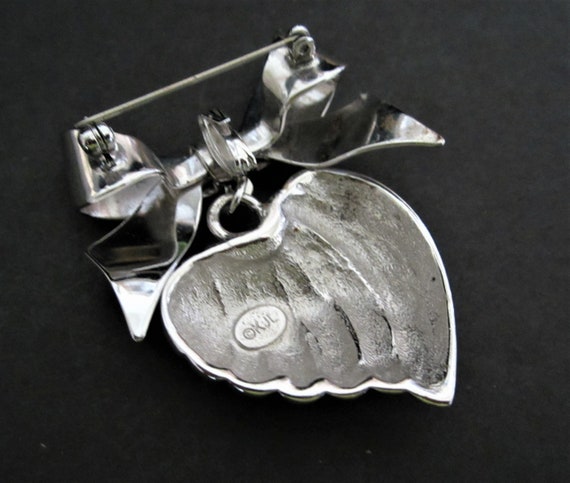 KJL Kenneth Jay Lane Heart Bow Brooch Pin & Conve… - image 2
