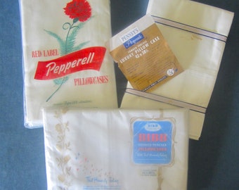 3 Pairs White Pillowcases VINTAGE NOS