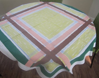 MID CENTURY MODERN Tablecloth in the Colors of Russel Wright, Laurel of California, Etc.