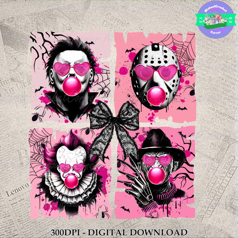 Halloween Pumpkin Killer PNG, Horror Movie Png, Pink Halloween Coquette