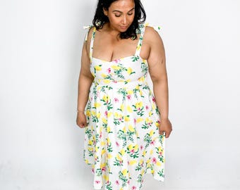 lemon bow strap dress