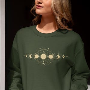 Moon Phase Sweatshirt, Boho Moon Sweatshirt, Celestial Sweatshirt, Astronomy Sweatshirt, Boho Moon and Sun Sweatshirt, Gift for Her
