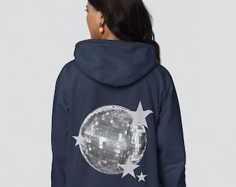Disco Ball Hoodie, Trendy Y2K Hoodie, Mirror Ball Hoodie, Stockholm Style Hoodie, Aesthetic Teen Hoodie, Disco Ball with Stars Hoodie.