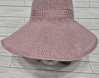 Embroidered Straw Visor Hat: Packable Beach Sun Hat with Ribbon Bow