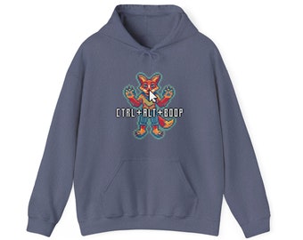 Sudadera con capucha de zorro con diseño de pixel "Ctrl+Alt+Boop"