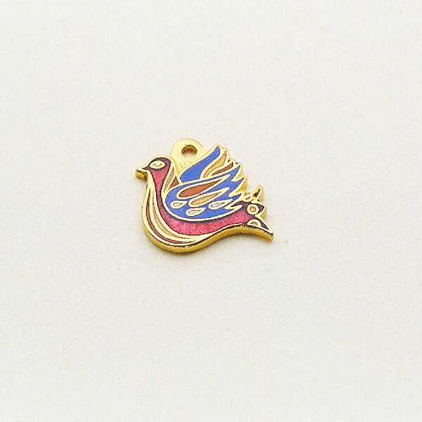 Vintage Aviva Colorful Bird Enamel Charm 157-1