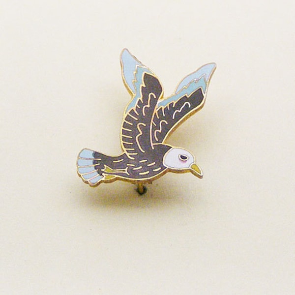 Vintage Aviva Brown and Blue Seagull Enamel Pin 158-3