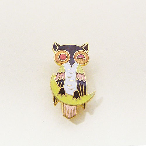 Vintage Aviva Brown Winking Owl Enamel Pin  Enamel Cloisonne 162-3