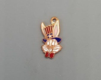 Vintage Aviva Patriotic Bicentennial Bugs Bunny Enamel Charm 312-1