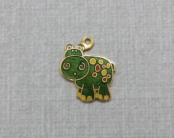 Vintage Aviva Green Polka Dot Hippo Charm 175-1