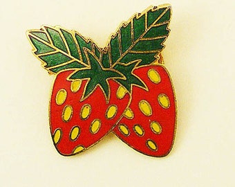 Vintage Aviva Strawberry Enamel Pin 82-3