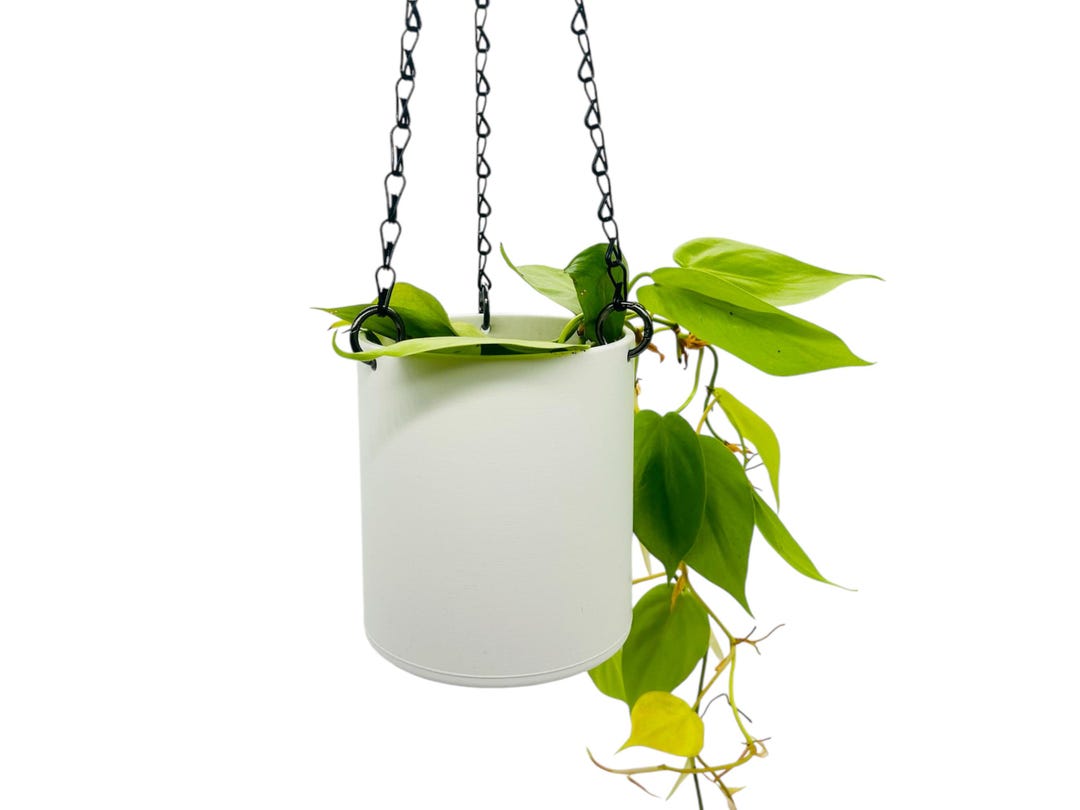 Matte White Hanging Planter: Modern Indoor Plant Pot With 18" Chain - Etsy