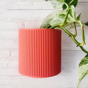 The Brunswick Wall Mounted Pot Planter in Coral / 2 Sizes / Screw Mounted / No Drainage /