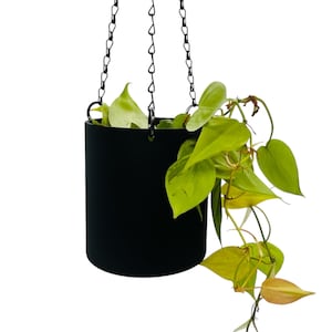 Matzwarte hangende plantenbak: modern binnentuindecor, ketting 18 inch