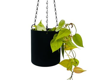 Mattschwarzer Blumenampel: Modernes Indoor-Gartendekor, 18-Zoll-Kette